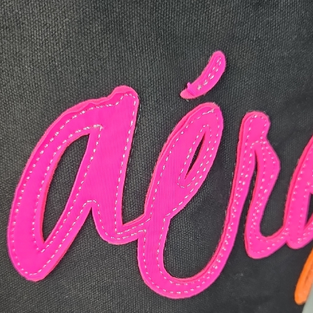 Aeropostale Y2K Black Canvas Signature Colorful Logo Pocket Handles Tote Bag - Picture 6 of 15